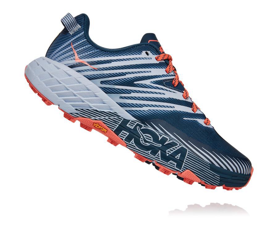 Tenis Trail Hoka One One Feminino Azul Marinho/Branco - Speedgoat 4 - 782-QUJRHC